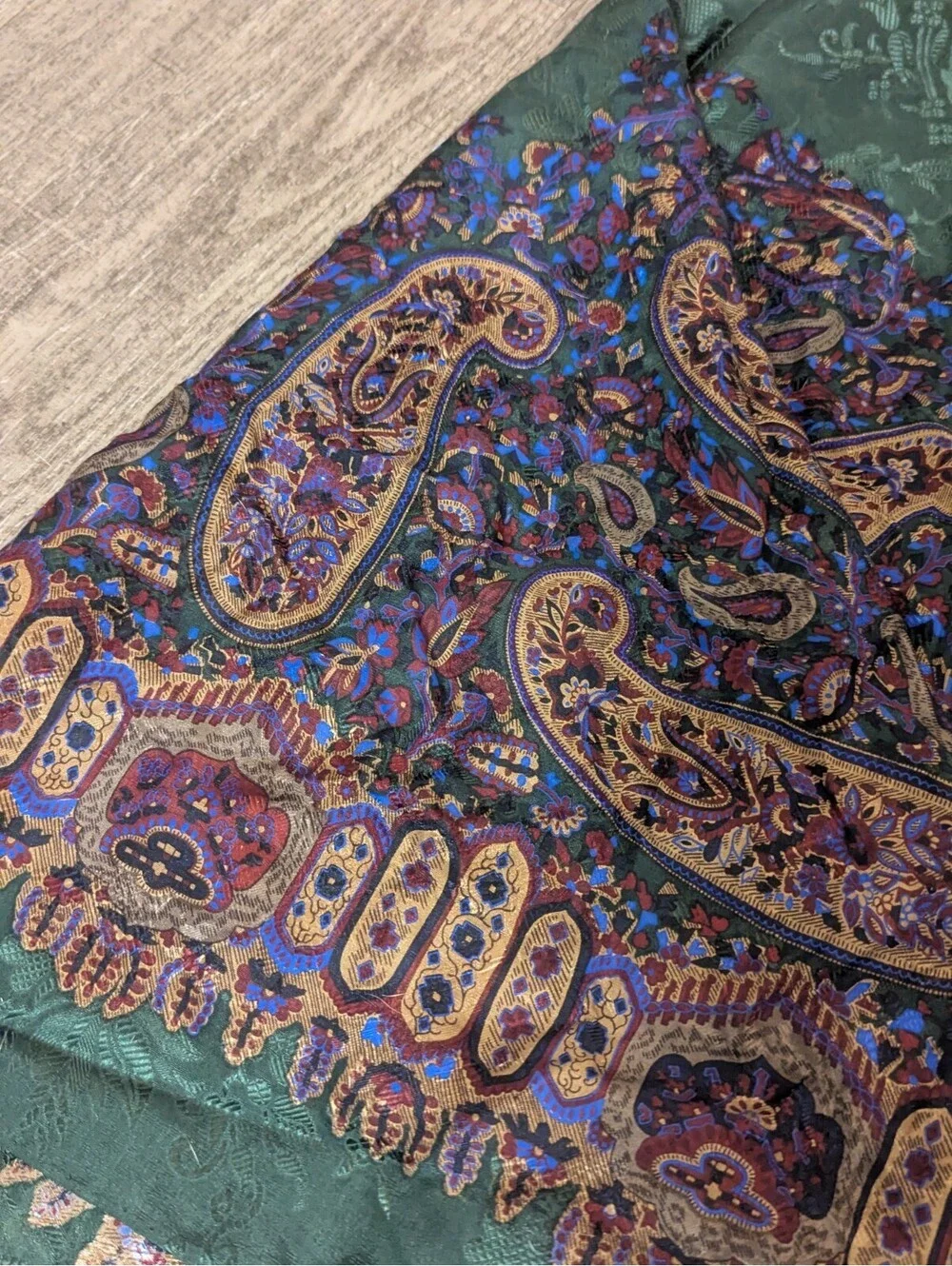Polo Ralph Lauren green paisley silk scarf